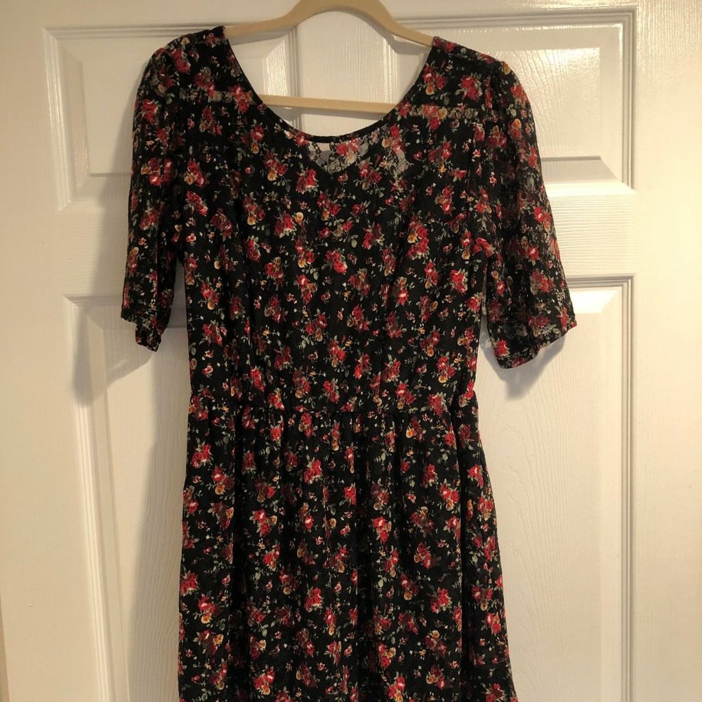 American Rag Cie Floral Lace Red and Black Dress 1X